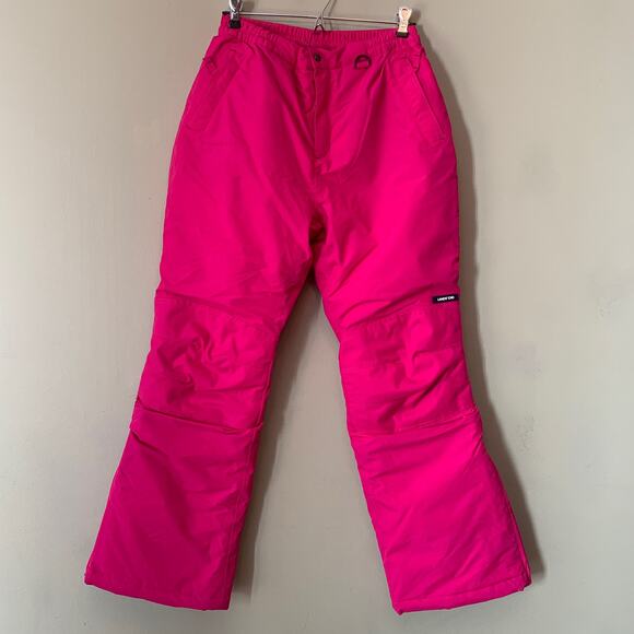 Lands End Snow Pants Girls 16 Hot Pink Waterproof Insulated Iron Knee Grow Along - Picture 1 of 15